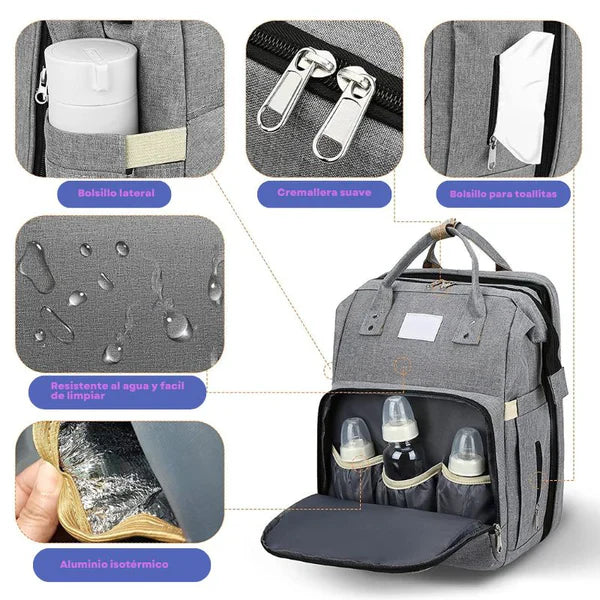 BabyHaven™-Mochila para pañales con cuna